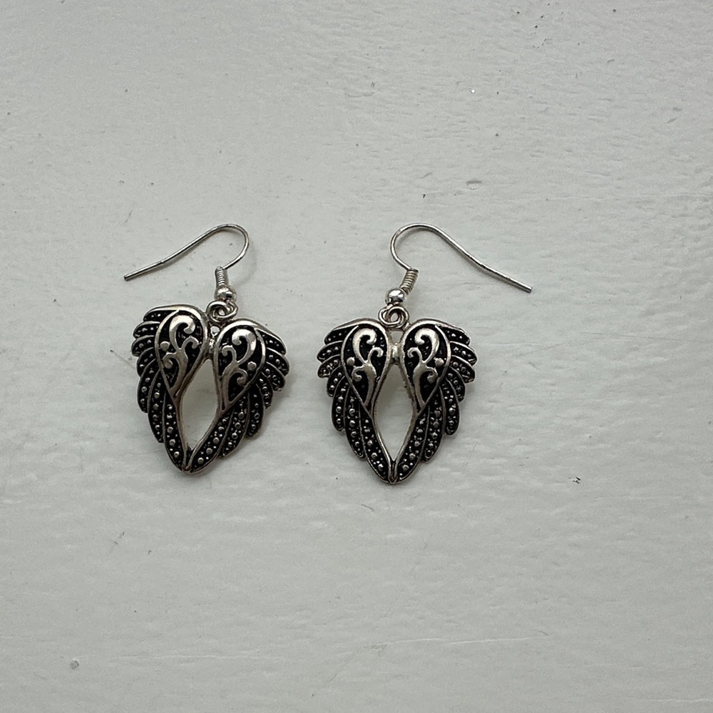 Motorcycle Silver Wing Earrings